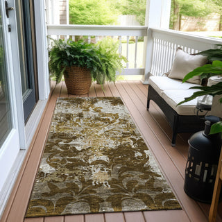 Piper Looms Chantille Damask ACN936 Brown Machine Washable Area Rug Runner Outdoor Lifestyle Image Feature