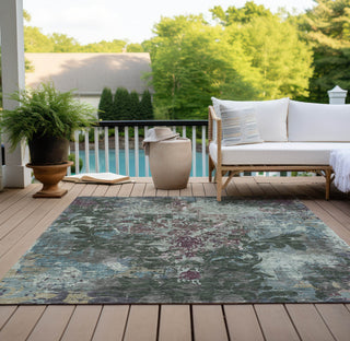 Piper Looms Chantille Damask ACN936 Fern Machine Washable Area Rug Outdoor Lifestyle Image Feature