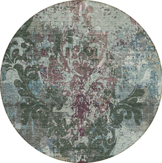 Piper Looms Chantille Damask ACN936 Fern Machine Washable Area Rug Round Main Image