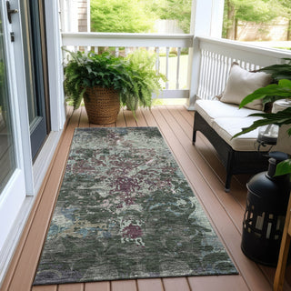 Piper Looms Chantille Damask ACN936 Fern Machine Washable Area Rug Runner Outdoor Lifestyle Image Feature