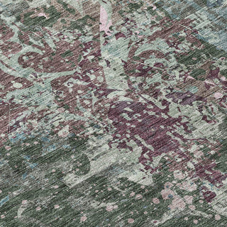 Piper Looms Chantille Damask ACN936 Fern Machine Washable Area Rug Swatch Image