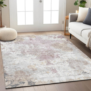 Piper Looms Chantille Damask ACN936 Ivory Machine Washable Area Rug Lifestyle Image Feature