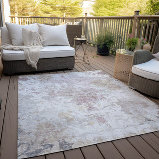 Piper Looms Chantille Damask ACN936 Ivory Machine Washable Area Rug Outdoor Lifestyle Image Feature