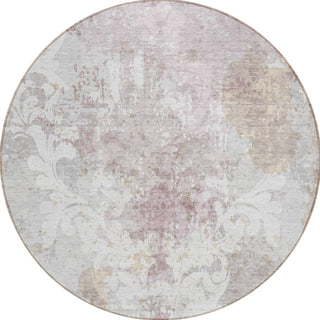 Piper Looms Chantille Damask ACN936 Ivory Machine Washable Area Rug Round Main Image