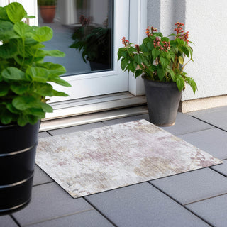 Piper Looms Chantille Damask ACN936 Ivory Machine Washable Area Rug Scatter Outdoor Lifestyle Image Feature