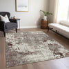 Piper Looms Chantille Damask ACN936 Taupe Machine Washable Area Rug Lifestyle Image Feature