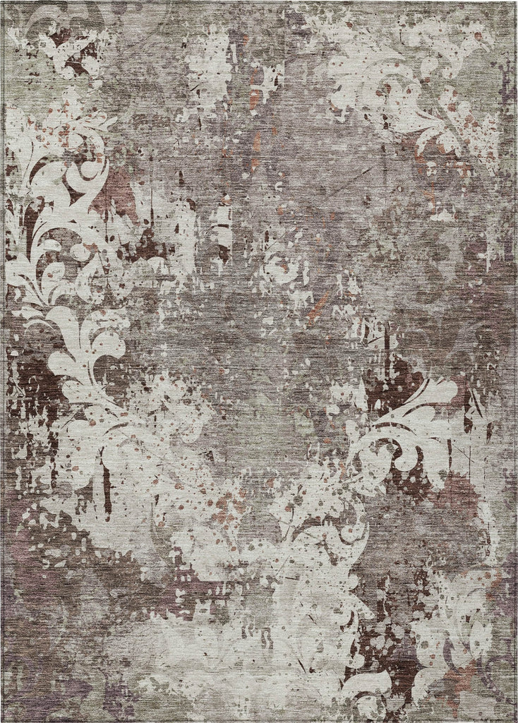 Piper Looms Chantille Damask ACN936 Taupe Machine Washable Area Rug main image