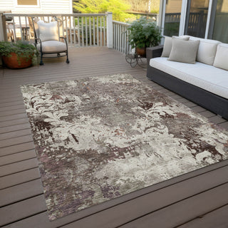Piper Looms Chantille Damask ACN936 Taupe Machine Washable Area Rug Outdoor Lifestyle Image Feature