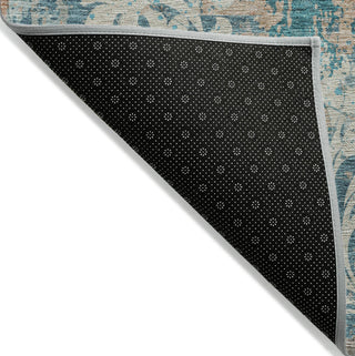 Piper Looms Chantille Damask ACN936 Teal Machine Washable Area Rug Backing Image