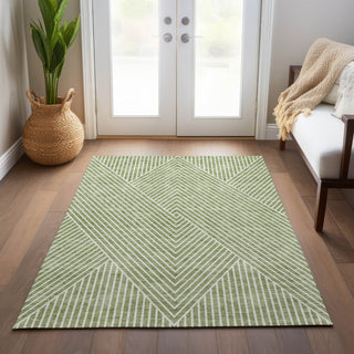 Piper Looms Chantille Geometric ACN937 Aloe Machine Washable Area Rug Lifestyle Image Feature