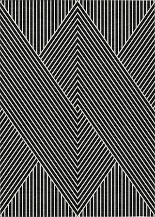 Piper Looms Chantille Geometric ACN937 Black Machine Washable Area Rug main image