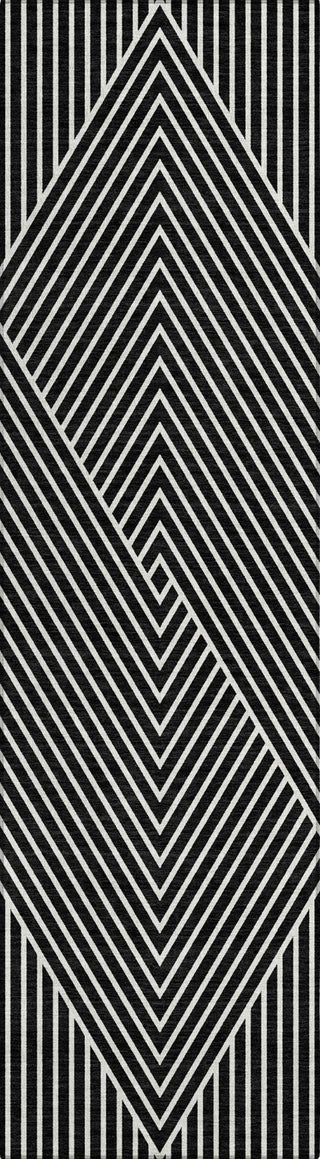 Piper Looms Chantille Geometric ACN937 Black Machine Washable Area Rug Runner Main Image