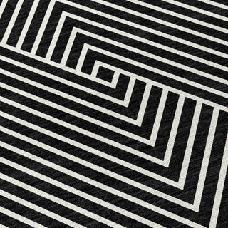 Piper Looms Chantille Geometric ACN937 Black Machine Washable Area Rug Swatch Image