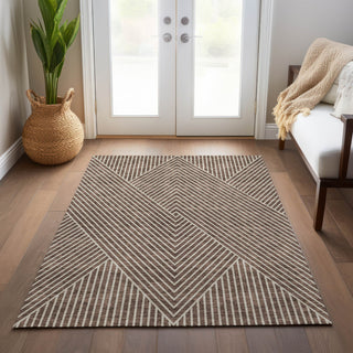 Piper Looms Chantille Geometric ACN937 Brown Machine Washable Area Rug Lifestyle Image Feature