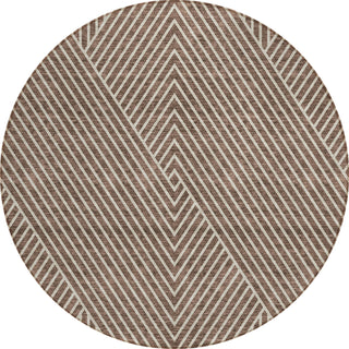 Piper Looms Chantille Geometric ACN937 Brown Machine Washable Area Rug Round Main Image