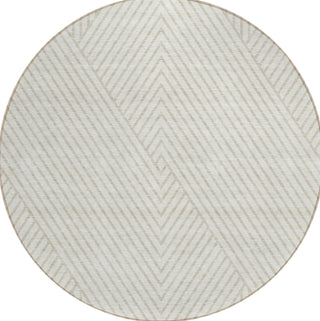 Piper Looms Chantille Geometric ACN937 Ivory Machine Washable Area Rug Round Main Image