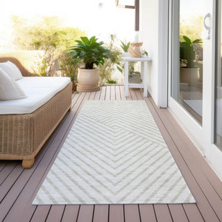 Piper Looms Chantille Geometric ACN937 Ivory Machine Washable Area Rug Runner Outdoor Lifestyle Image Feature