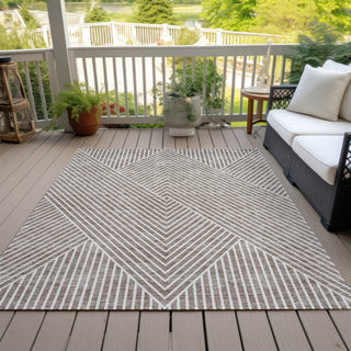 Piper Looms Chantille Geometric ACN937 Taupe Machine Washable Area Rug Outdoor Lifestyle Image Feature