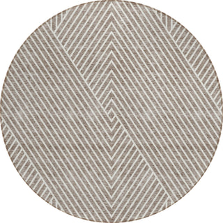 Piper Looms Chantille Geometric ACN937 Taupe Machine Washable Area Rug Round Main Image