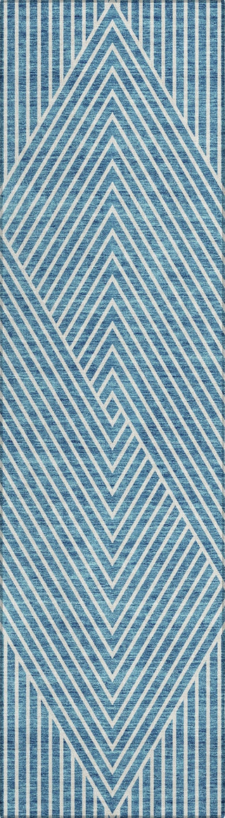 Piper Looms Chantille Geometric ACN937 Teal Machine Washable Area Rug Runner Main Image