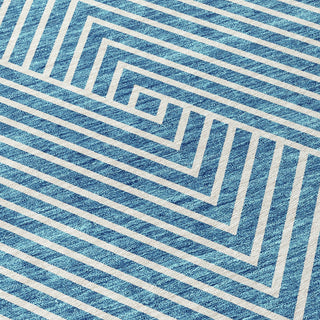 Piper Looms Chantille Geometric ACN937 Teal Machine Washable Area Rug Swatch Image