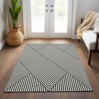 Piper Looms Chantille Geometric ACN937 White Machine Washable Area Rug Lifestyle Image Feature