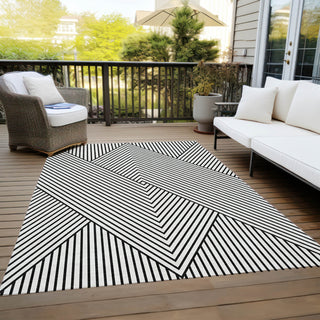 Piper Looms Chantille Geometric ACN937 White Machine Washable Area Rug Outdoor Lifestyle Image Feature