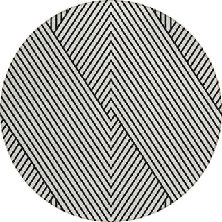 Piper Looms Chantille Geometric ACN937 White Machine Washable Area Rug Round Main Image