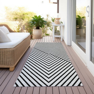 Piper Looms Chantille Geometric ACN937 White Machine Washable Area Rug Runner Outdoor Lifestyle Image Feature