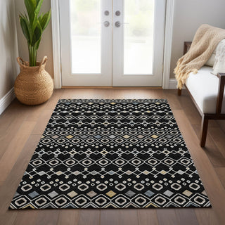 Piper Looms Chantille Southwest ACN938 Black Machine Washable Area Rug Lifestyle Image Feature