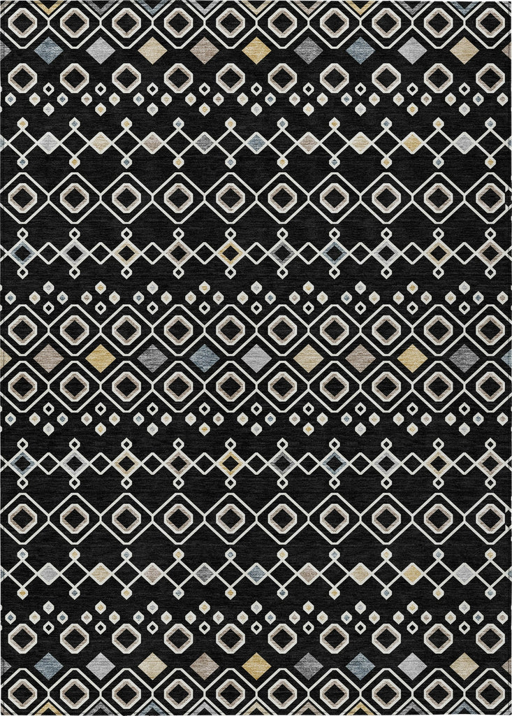 Piper Looms Chantille Southwest ACN938 Black Machine Washable Area Rug main image