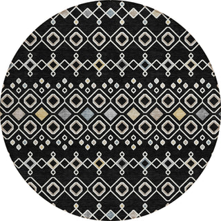 Piper Looms Chantille Southwest ACN938 Black Machine Washable Area Rug Round Main Image