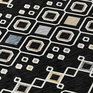 Piper Looms Chantille Southwest ACN938 Black Machine Washable Area Rug Swatch Image