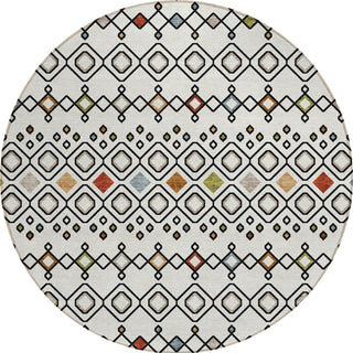 Piper Looms Chantille Southwest ACN938 Ivory Machine Washable Area Rug Round Main Image