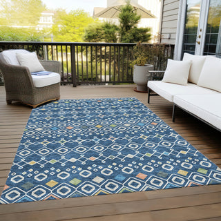Piper Looms Chantille Southwest ACN938 Navy Machine Washable Area Rug Outdoor Lifestyle Image Feature