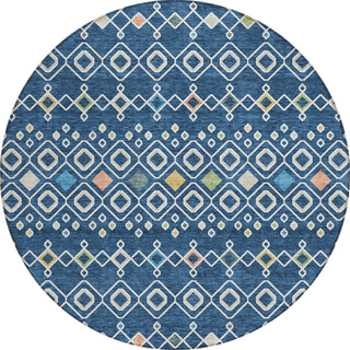 Piper Looms Chantille Southwest ACN938 Navy Machine Washable Area Rug Round Main Image