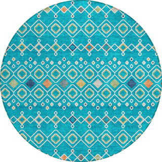 Piper Looms Chantille Southwest ACN938 Teal Machine Washable Area Rug Round Main Image