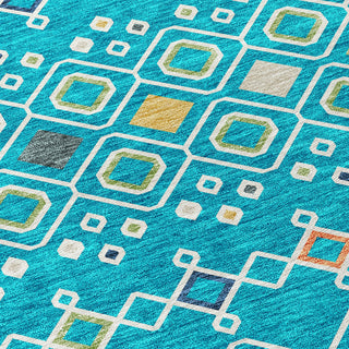 Piper Looms Chantille Southwest ACN938 Teal Machine Washable Area Rug Swatch Image