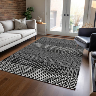 Piper Looms Chantille Stripes ACN939 Black Machine Washable Area Rug Lifestyle Image Feature