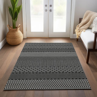 Piper Looms Chantille Stripes ACN939 Black Machine Washable Area Rug Lifestyle Image Feature