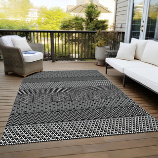 Piper Looms Chantille Stripes ACN939 Black Machine Washable Area Rug Outdoor Lifestyle Image Feature