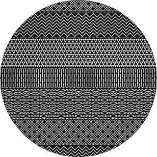 Piper Looms Chantille Stripes ACN939 Black Machine Washable Area Rug Round Main Image