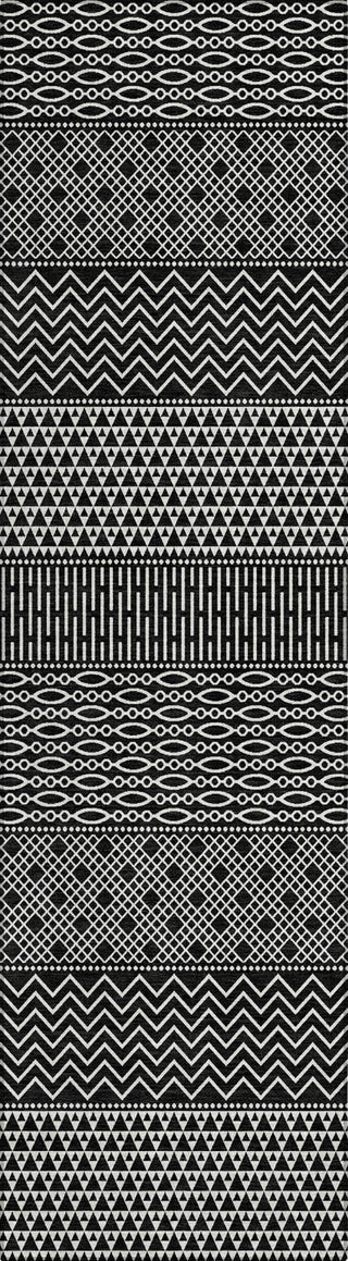 Piper Looms Chantille Stripes ACN939 Black Machine Washable Area Rug Runner Main Image