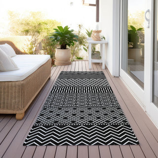 Piper Looms Chantille Stripes ACN939 Black Machine Washable Area Rug Runner Outdoor Lifestyle Image Feature