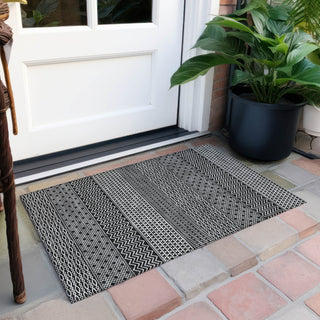 Piper Looms Chantille Stripes ACN939 Black Machine Washable Area Rug Scatter Outdoor Lifestyle Image Feature