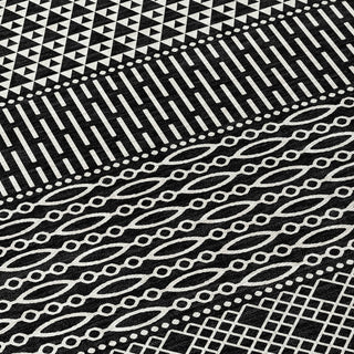 Piper Looms Chantille Stripes ACN939 Black Machine Washable Area Rug Swatch Image