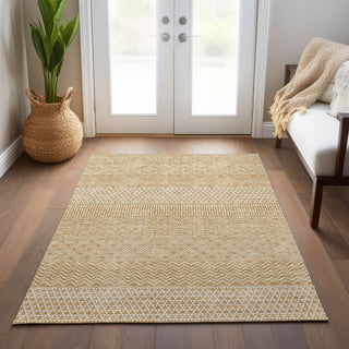 Piper Looms Chantille Stripes ACN939 Gold Machine Washable Area Rug Lifestyle Image Feature