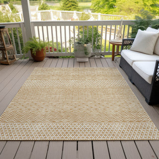 Piper Looms Chantille Stripes ACN939 Gold Machine Washable Area Rug Outdoor Lifestyle Image Feature