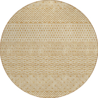 Piper Looms Chantille Stripes ACN939 Gold Machine Washable Area Rug Round Main Image
