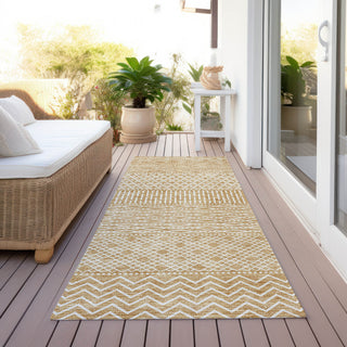 Piper Looms Chantille Stripes ACN939 Gold Machine Washable Area Rug Runner Outdoor Lifestyle Image Feature